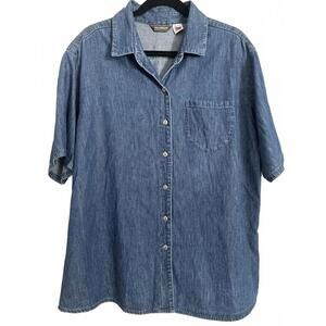 Vintage 90s Willowbend Blue Denim Chambray Button Up Womens size XL Cottage USA